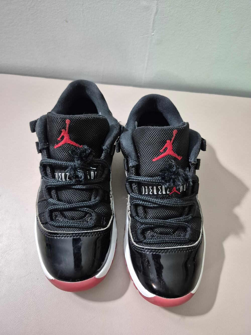 Jordan 11 Retro Low Bred PS 2025 Sneakers Black Red Toddler Size 12C FV5116-006